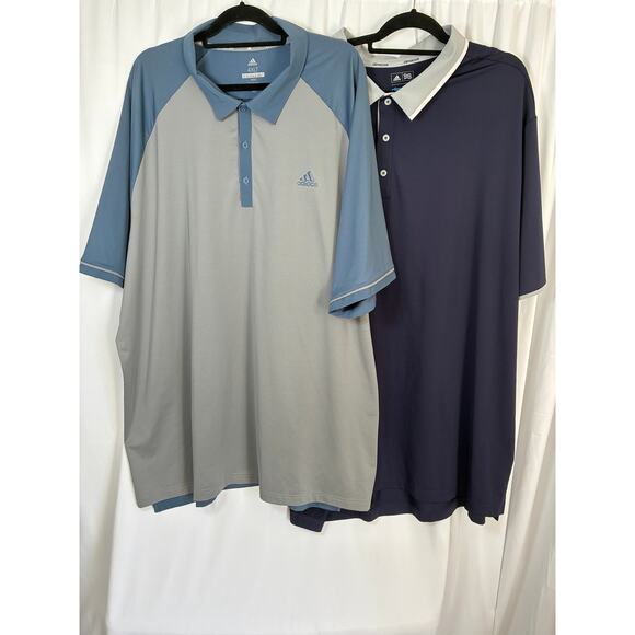 Lot of 2 Adidas Climacool Polo Shirt Men's 4XLT Blue Gray Lightweight Classic - Picture 1 of 11